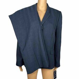 EVAN PICONE 2PC Polyester Pant Suit Size 14 Navy Blue Notch Collar Lined 2PC New